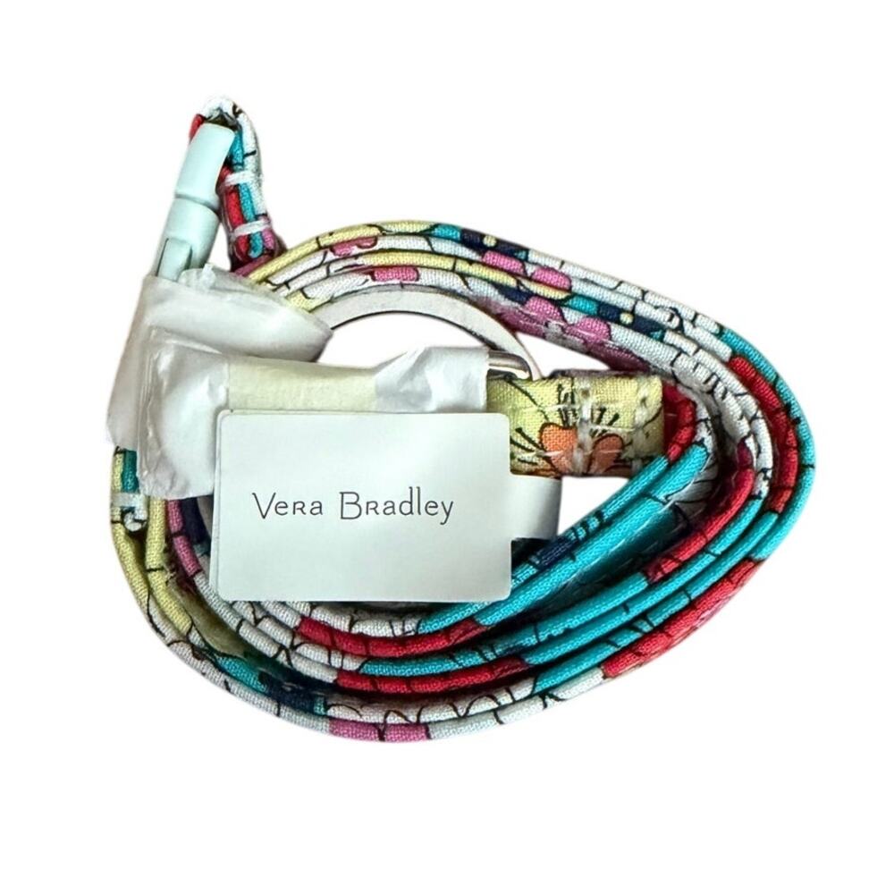 Vera Bradley Fabric Belt Turquoise Pink Floral Print Silver Buckle Women’s NWT
